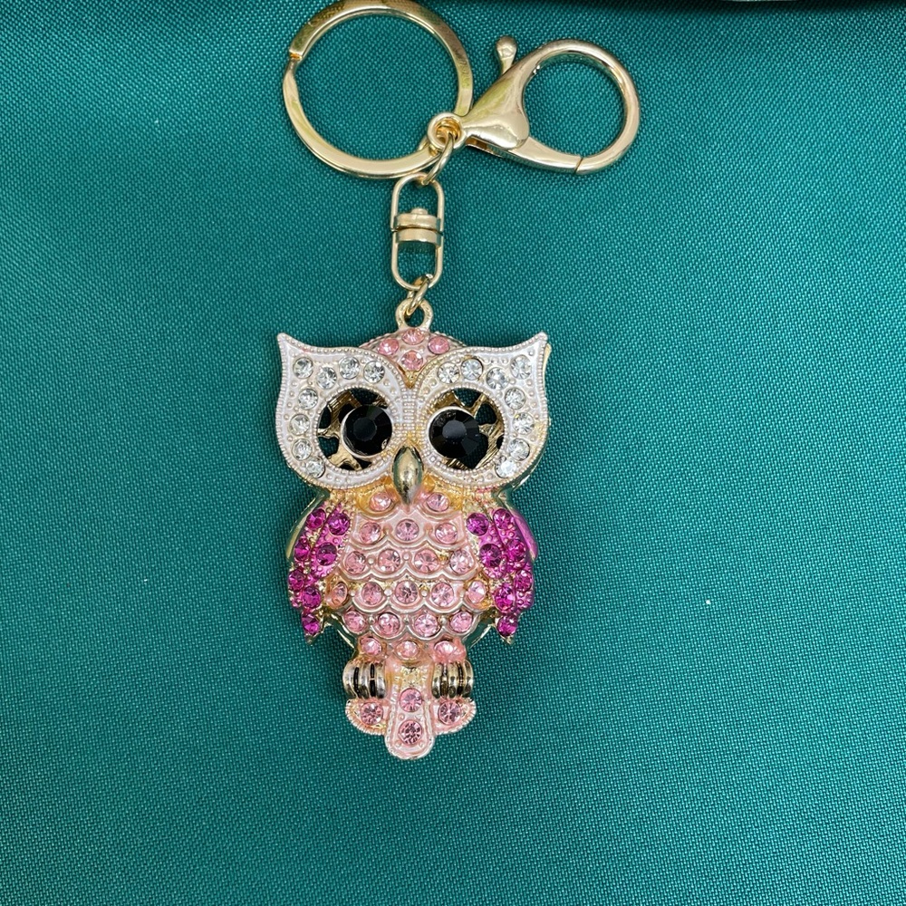 Pink and Gold Owl Bag Charm 💖 - Picture 2 of 3